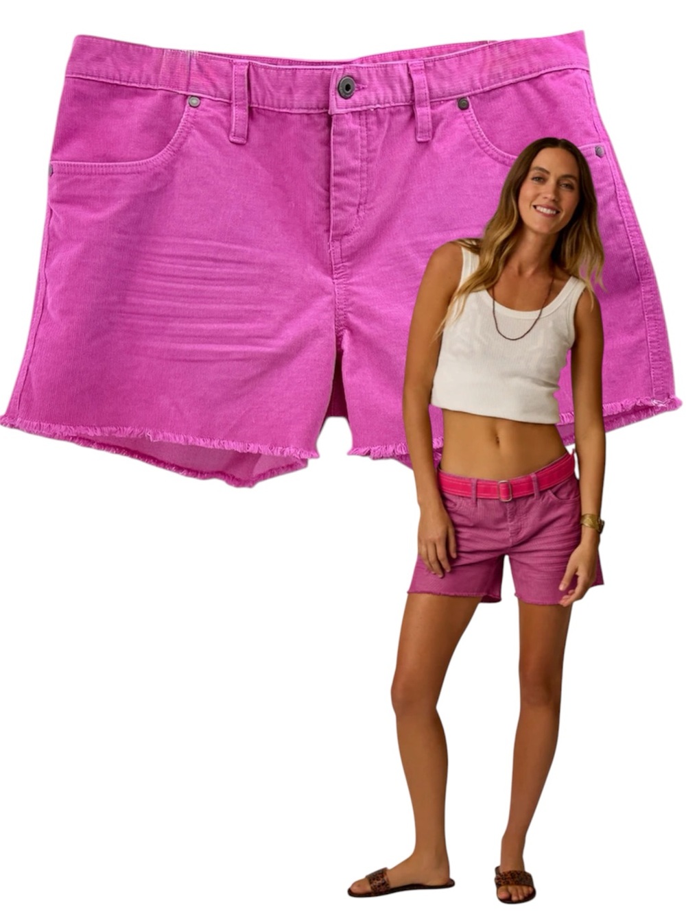 Carve Designs Rouge Pink Oahu Corduroy Frayed Hem Relaxed Fit Shorts, Size 12
